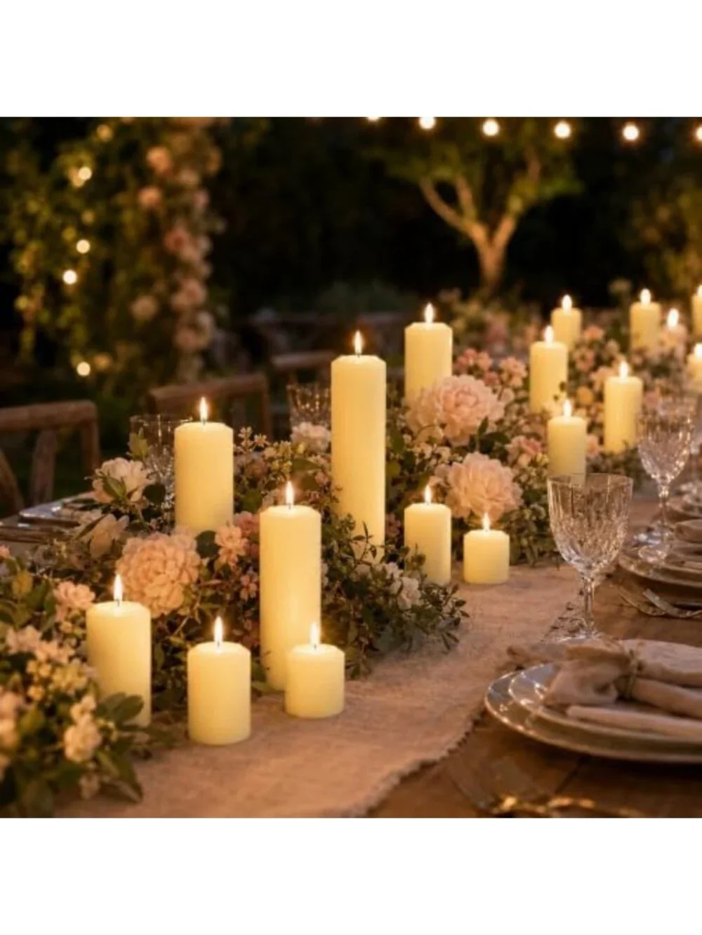 Ivory Unscented Pillar Candles Set of 36 - 2x2.9, 2x5.9, 2x7.9 Inch Bulk Decor